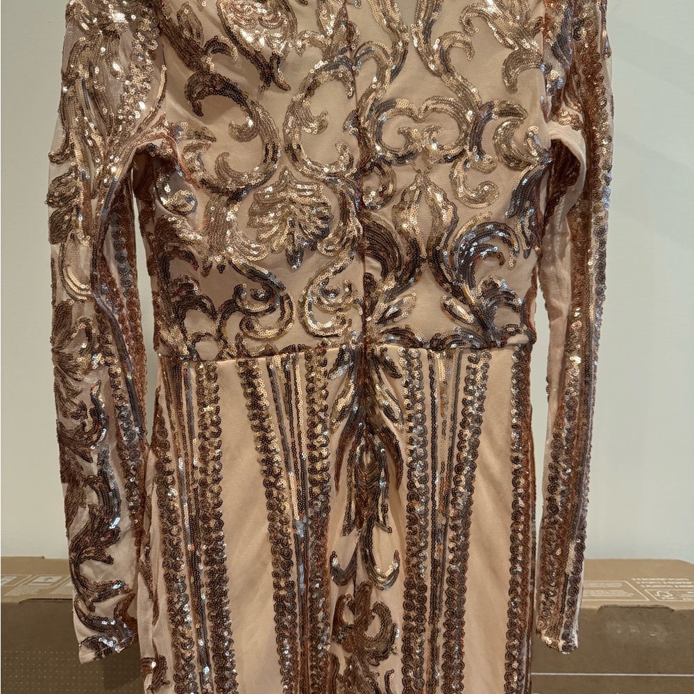 Sequin Embellished Long Sleeve Dress